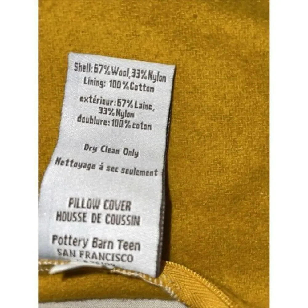 Pottery Barn Dorm Pillow case Textured Floral Golden‎ Yellow 15.5x12